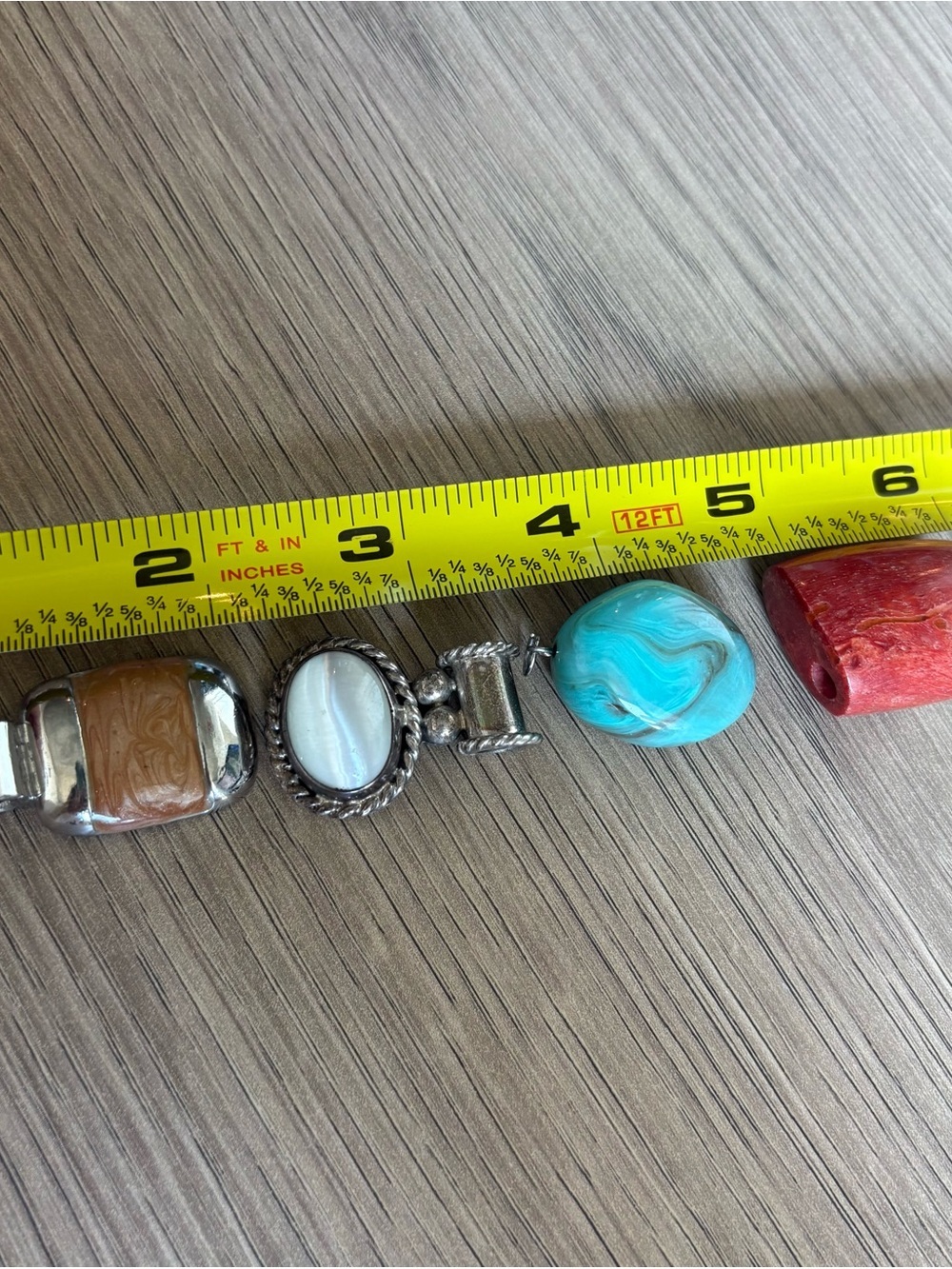 Four Necklace Pendants  - White, Tan, Turquoise & Red/Coral - Picture 4 of 4